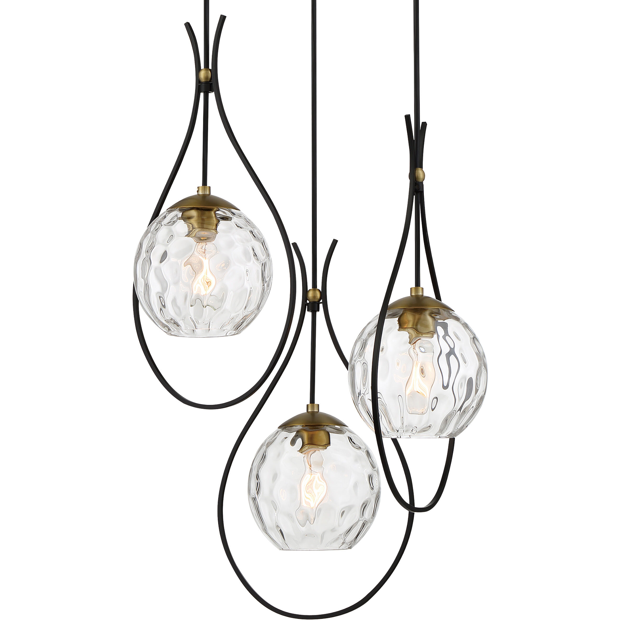 Cody 3 Light Coal/Soft Brass Pan Pendant Ceiling Light